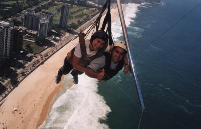 Hang-gliding with the instructor above Ipanema Beach
