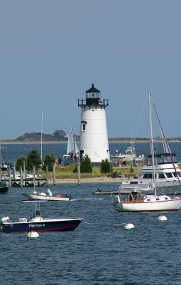 The Edgartown Lighthouse in Edgartown Harbor, Martha's Vineyard.