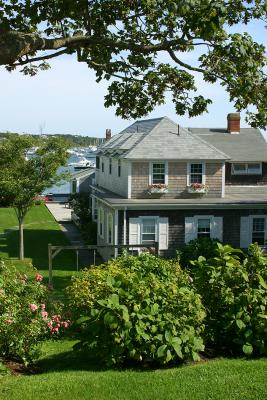 One of the many incredible homes lining the harbor at Edgartown.