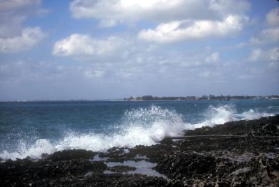 Grand Cayman with a stormy sea