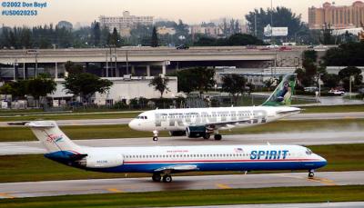 Spirit MD83 N822NK & Frontier Airlines A319-111 N902FR aviation stock photo
