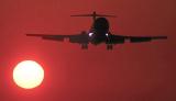 B727 landing sunset aviation stock photo #SS9925