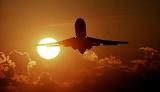 B727 takeoff sunset aviation stock photo #SS9936
