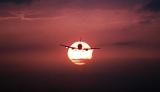 B737 approach sunset aviation stock photo #SS9713