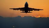 B747 takeoff sunset aviation stock photo #SS0109
