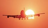 B747 landing sunset aviation stock photo #SS9922L