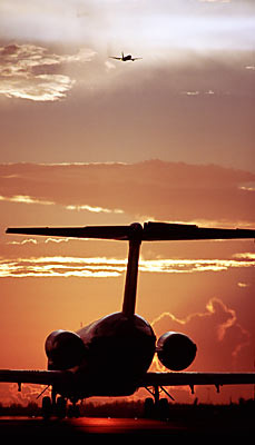 DC9/MD80 takeoff sunset aviation stock photo #SS9601p