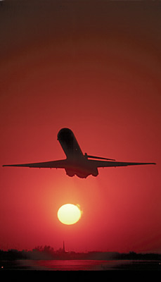 DC9/MD80 takeoff sunset aviation stock photo #SS9917p