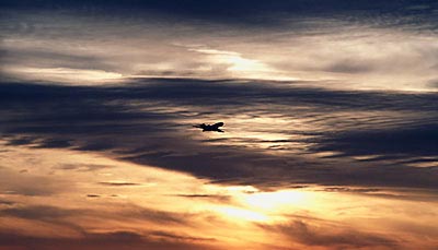 B727 takeoff sunset aviation stock photo #SS7701