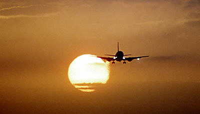 B737 landing sunset aviation stock photo #SS9709