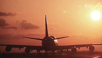 B747 taxi sunset aviation stock photo #SS9920-7