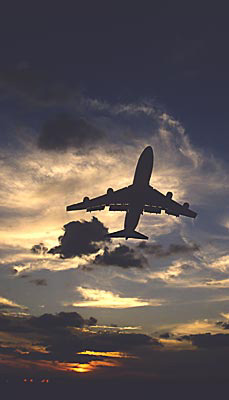 B747 takeoff sunset aviation stock photo #SS9941p
