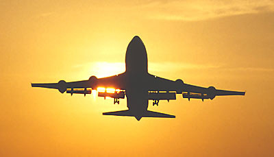 B747 takeoff sunset aviation stock photo #SS9942L