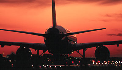 B757 taxi sunset aviation stock photo #SS9401