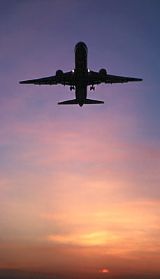 B757 takeoff sunset aviation stock photo #SS9805p