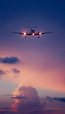 Landing at sunset aviation stock photo #SS9905p