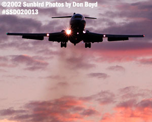 B727-200 landing aviation sunset stock photo #SSD020013