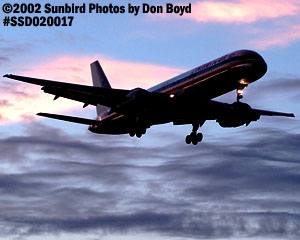 American Airlines B757-223 airliner sunset aviation stock photo #0017