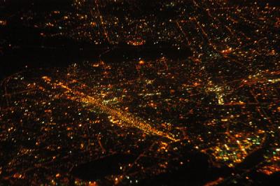 New Delhi at night with the Raj Path and Connaught Place clearly visible
