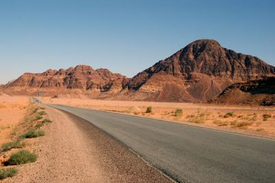 The road into Wadi Rum