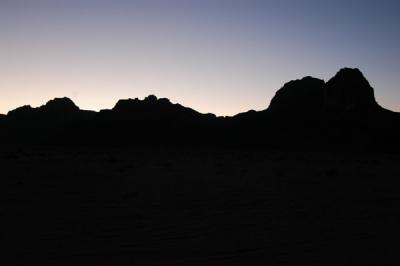 Mountain ridge after sunset, Wadi Rum