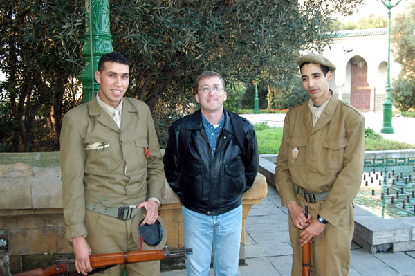 Me with guards at the Royal Palace in Casablanca