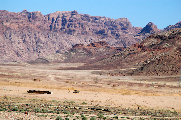 Bedouin tent in the distance off the Desert Highway, Jordan