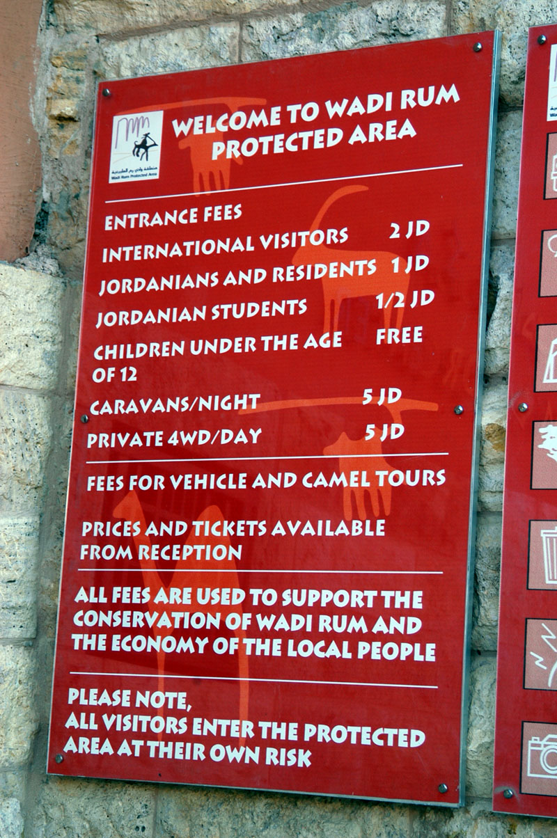Entry prices, Wadi Rum