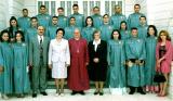 2004 High School Graduates, shown with new Headmaster Iyyad Rafidi. Samira Nasser, Bishop Riah, Sr. Vreni & Class Teacher