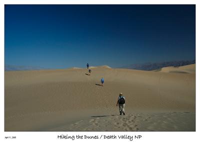 Hiking up the sand dunes