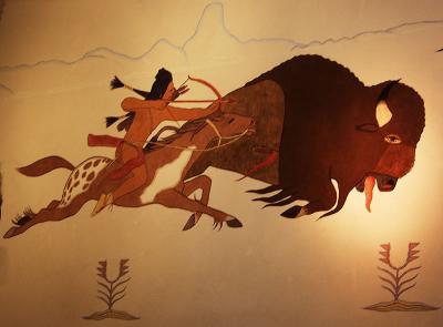 Buffalo Hunter mural at Museum of Plains Indian