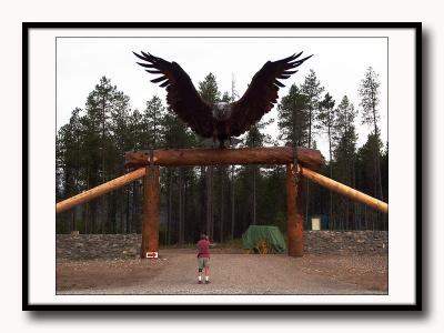 Chainsaw sculpture near park entrance