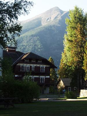 McDonald Lodge nestled into the mountains