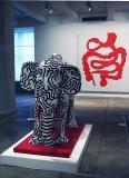 Black & white--& Red! (Warhol Museum, elephant)