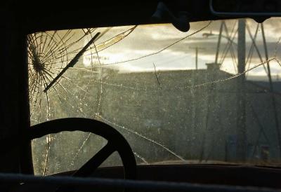 Cracked View at the Route 66 Motel, Barstow