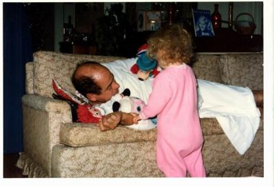 1974 holly & grandan animals on sofa.jpg