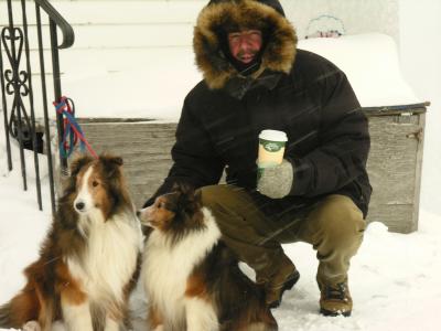 THREE NEW FRIENDS      not  a coffee advertisement  stormy maine day today