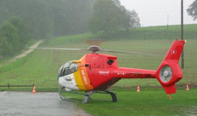 Animated Helicopter sitting in the rain