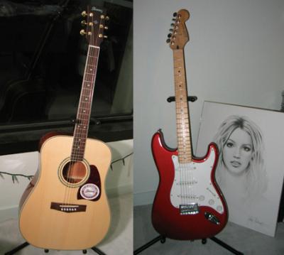ibanez acoustic and fender strat