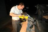 Power miter saw in action