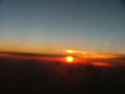 Sunset from a moving plane