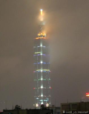 Taipei 101 Night Rain