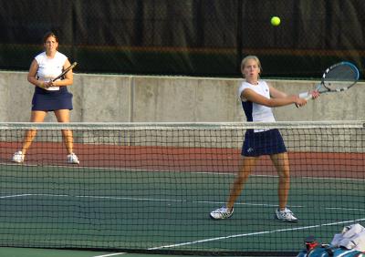 My daughter, backhand volley