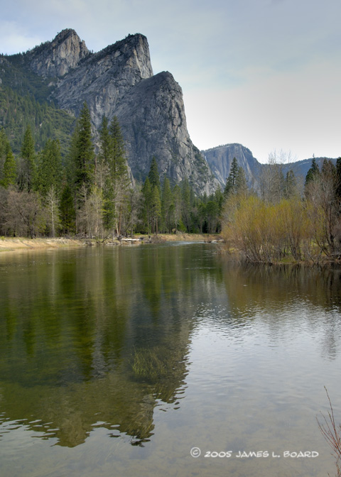 Three Brothers Reflected in the Merced River