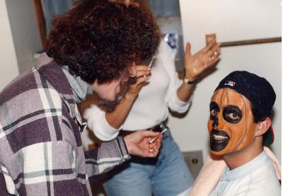 pumpkin boy getting made up