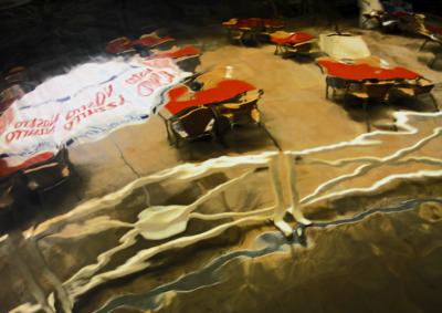 Reflections in polished metal 2 - Waiting for opening time by Dave Millier