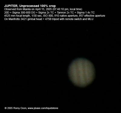 Jupiter with Sigma 300-800 DG at 4525 mm