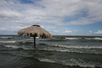 lovely wavy Lake of Nicaragua with dark black volcanic sand beaches