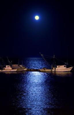 Moonrise Over Fishing Boats 5107