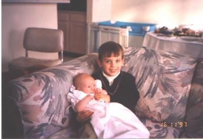 Zac holding David Kronenberger, Nov 1997